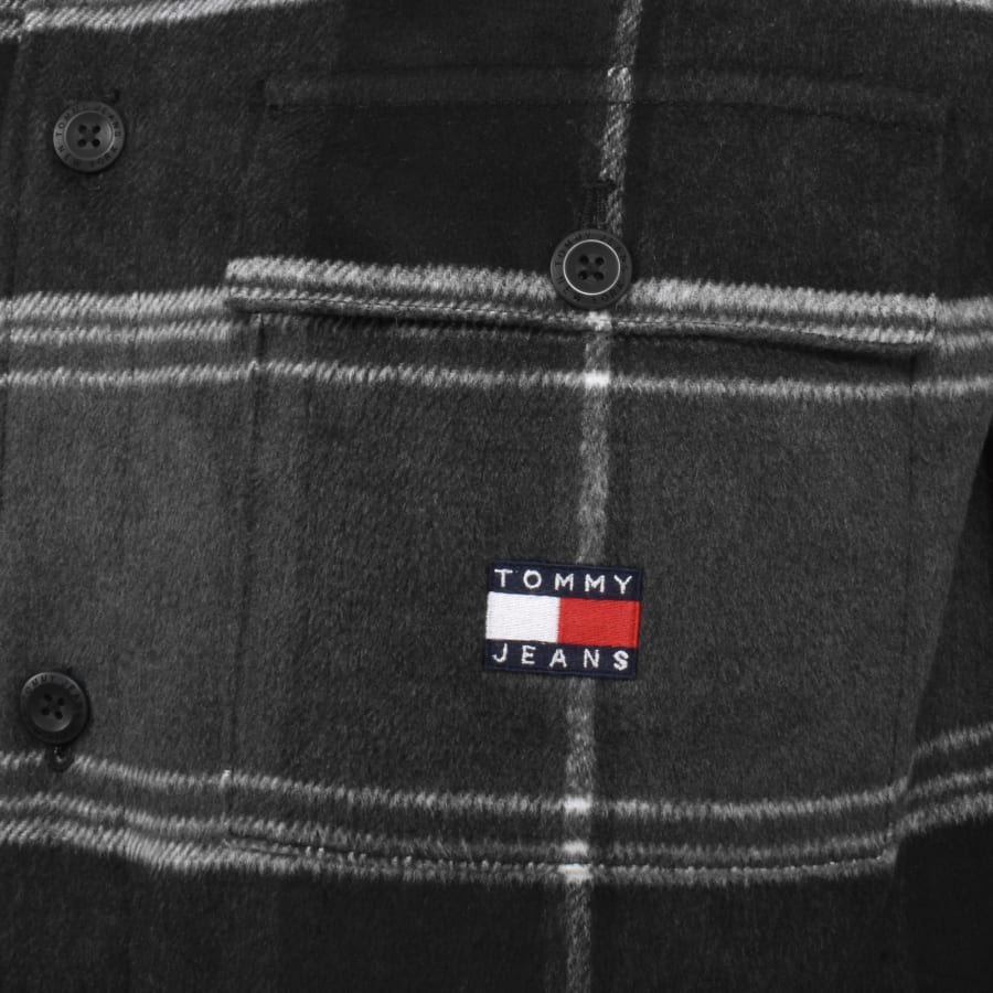 Tommy Jeans Check Sherpa Overshirt Black | Mainline Menswear